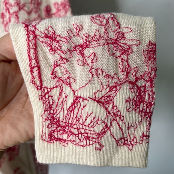 Women's Cream Red 100% Cashmere Crew Neck Sweater Size 38 - Picture 8 of 8